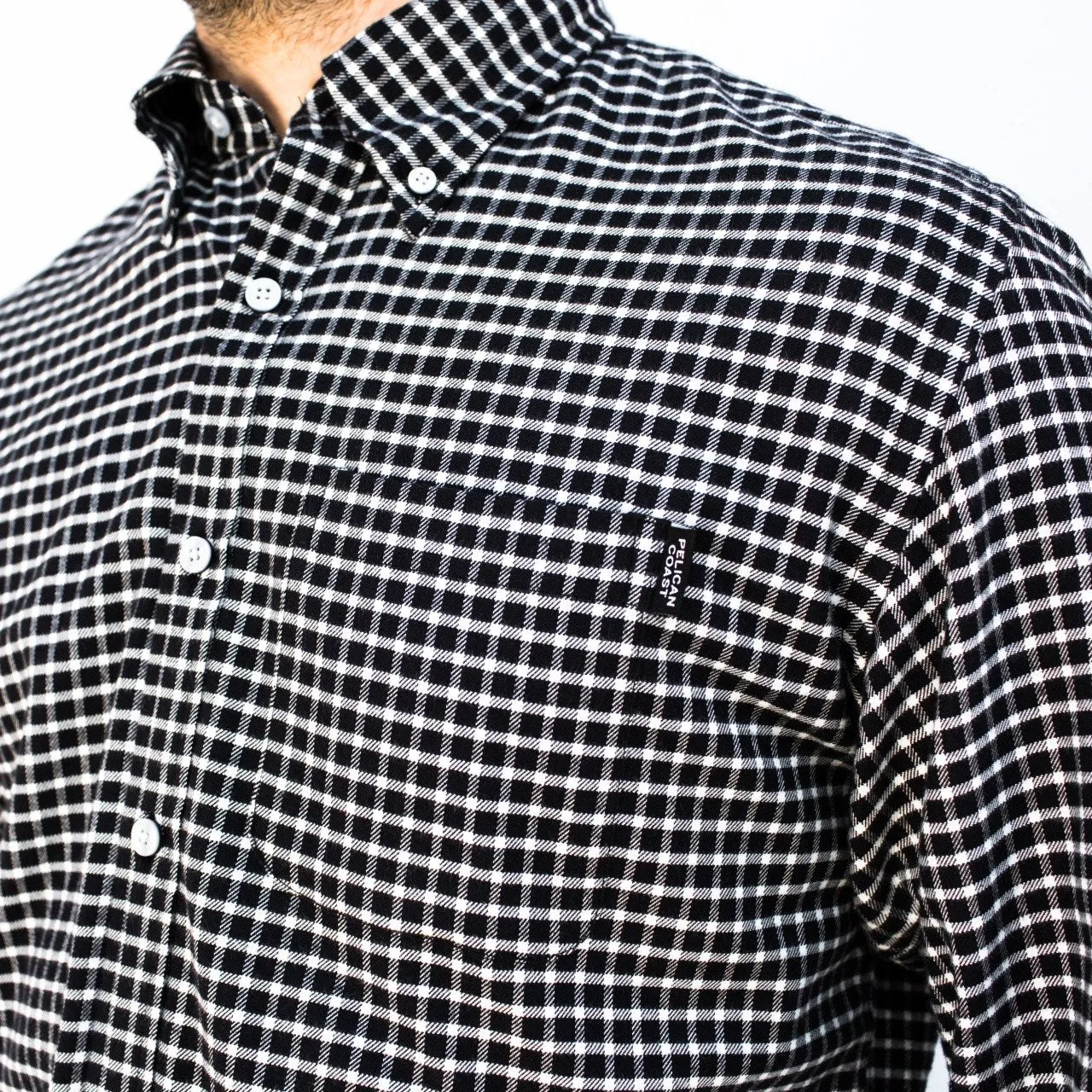 Block Island Flannel - Black & White Graph Check