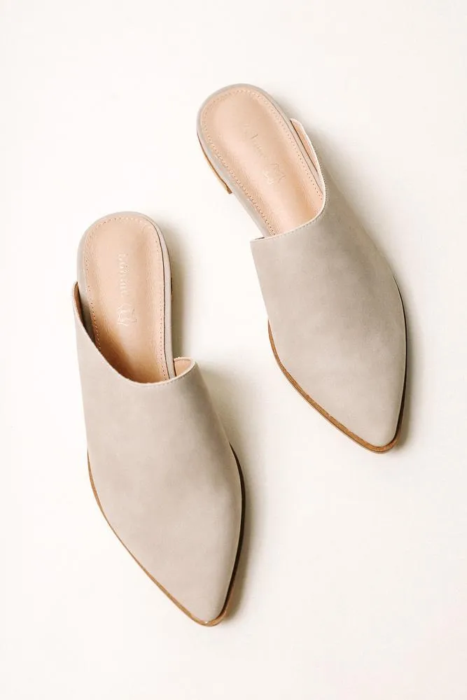 Sangria Asymmetrical Mules in Taupe