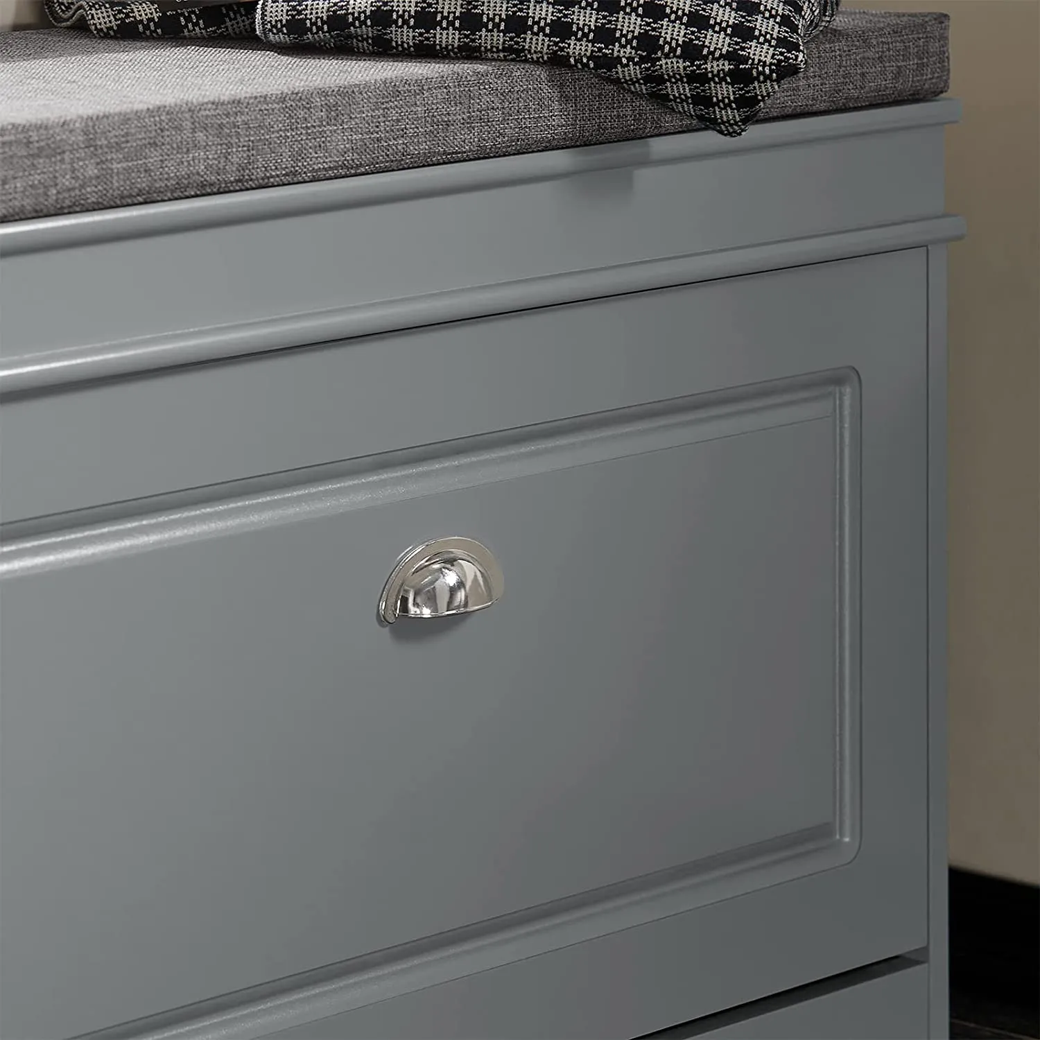 SoBuy Shoe Cabinet Hallway Shoe Bench Shoe Rack with Flip-Drawer and Seat Cushion,Grey FSR82-L-HG