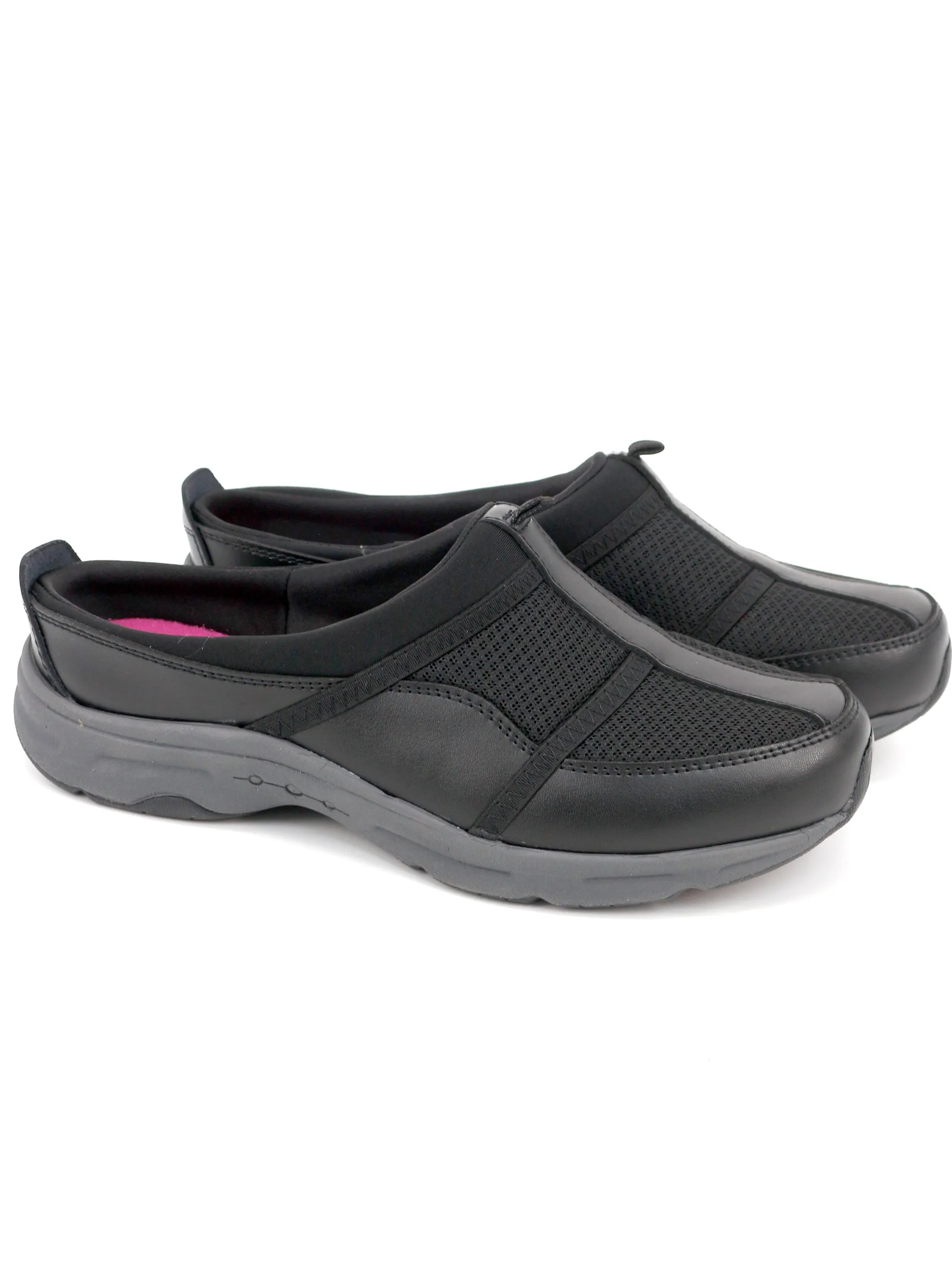 Women's Leather Slip on Mule Sneakers,Black